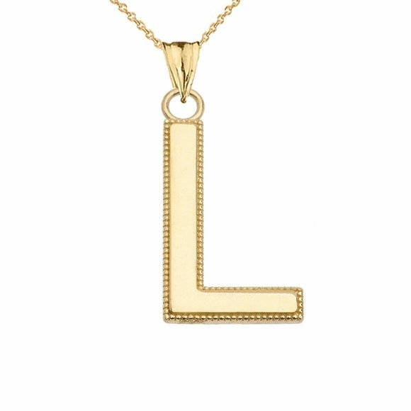 Real Gold Small Initial Letter L Pendant Necklace